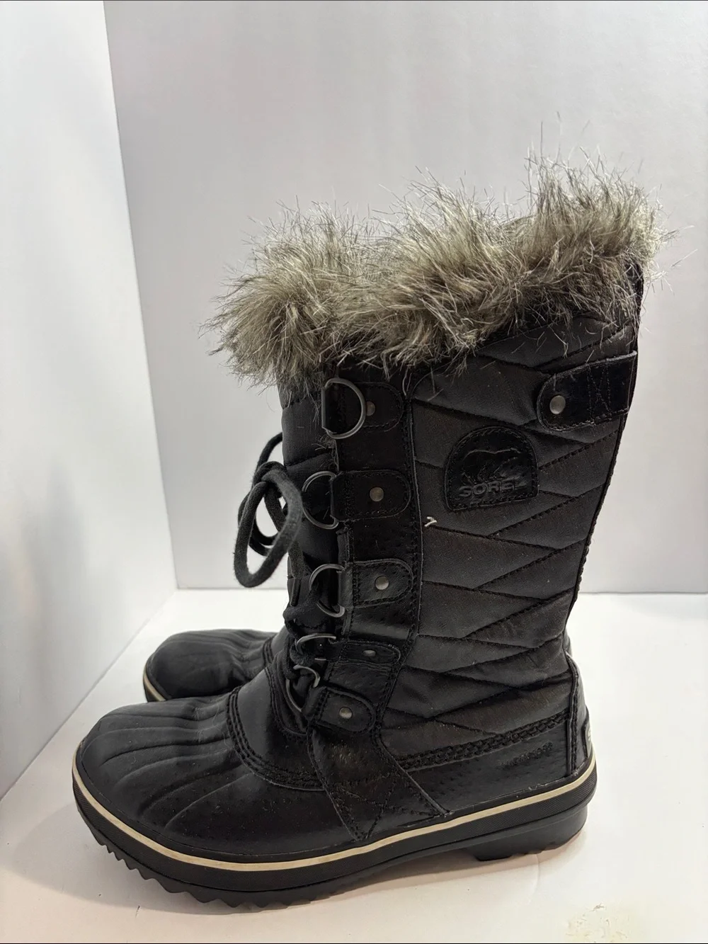 Sorel Boots Womens 6  Black Tofino II Faux Fur Lined Waterproof Snow NWOB